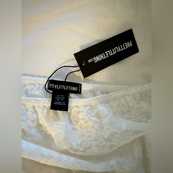 White Rhinestone Mesh Mini Dress - Picture 8 of 10